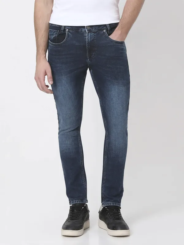MUFTI navy washed super skinny fit jeans