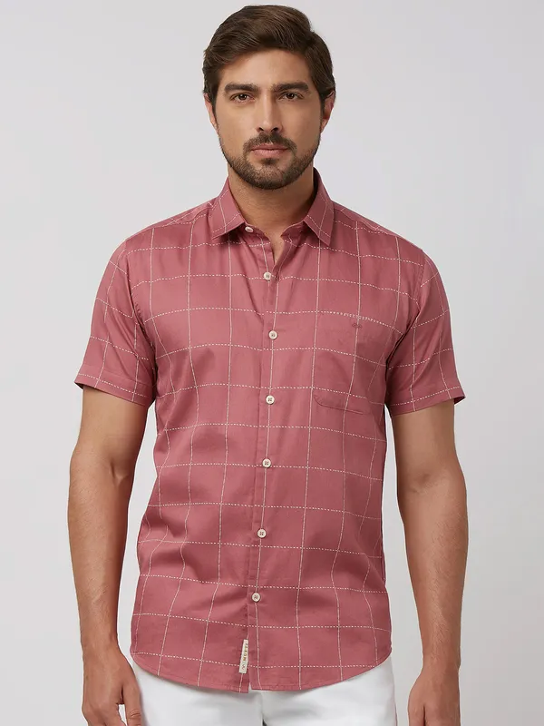 MUFTI pink checks casual cotton shirt
