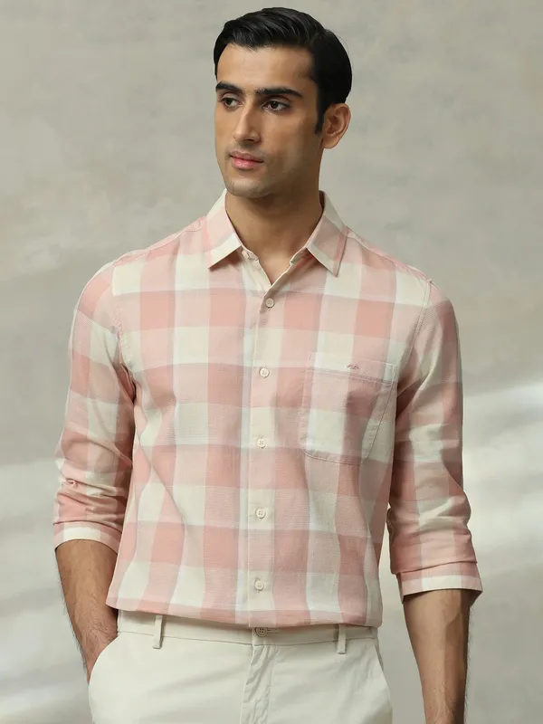MUFTI pink flannel casual wear cotton shirt