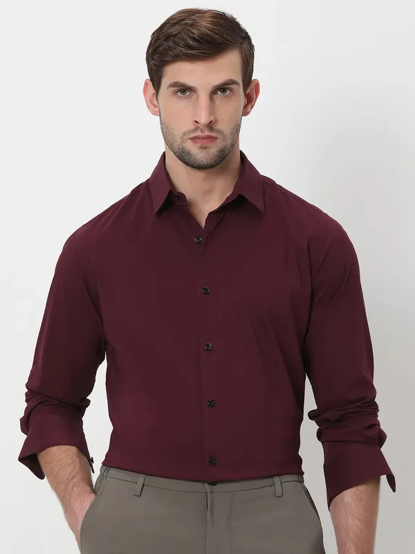 MUFTI plain maroon shirt for mens
