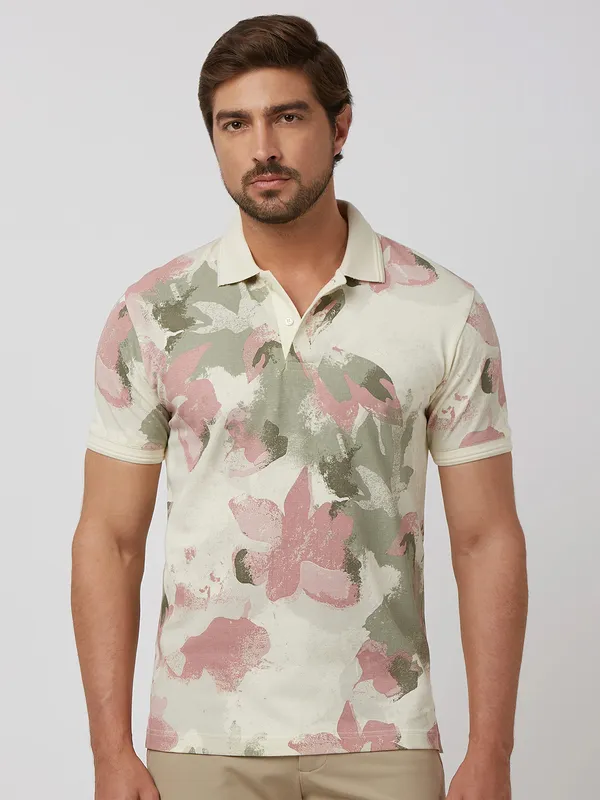 MUFTI printed off-white cotton t-shirt