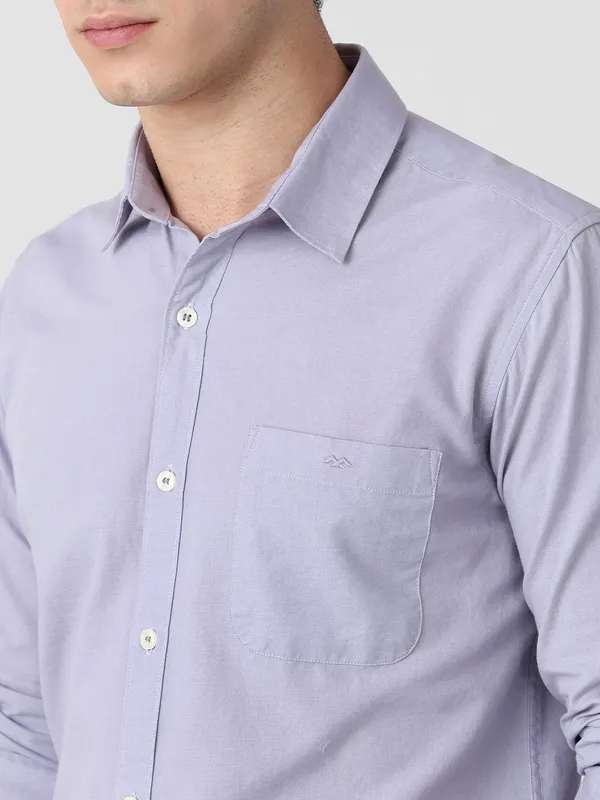 MUFTI purple plain slim fit casual shirt for men