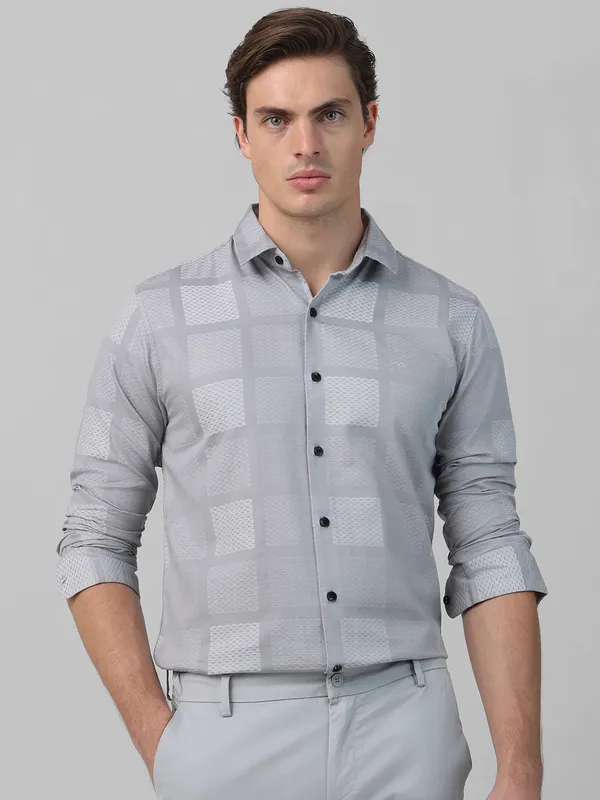 MUFTI silver checkered cotton shirt