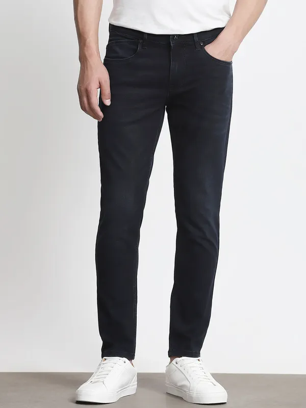 MUFTI solid black ankle lenght fit mens denim
