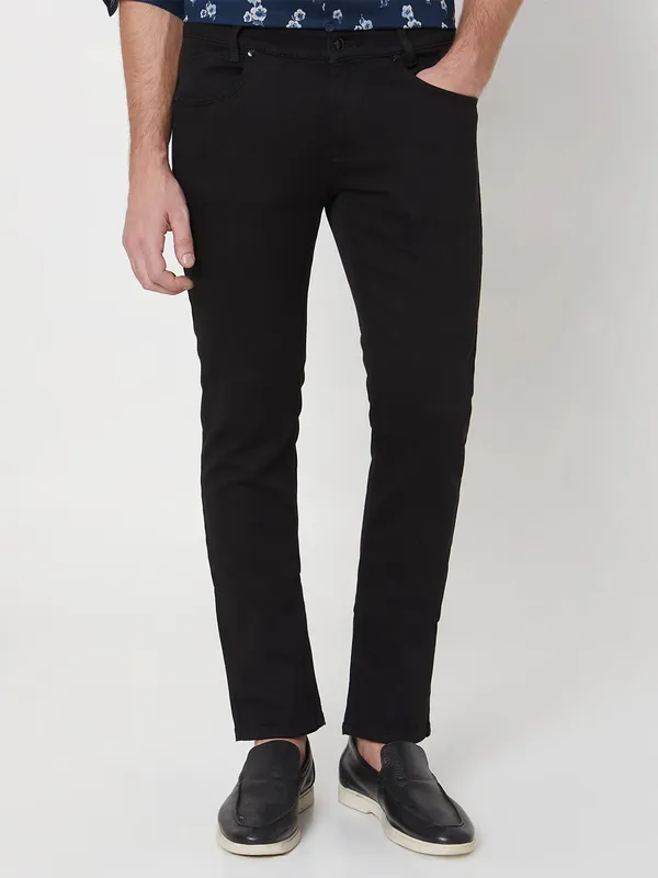 MUFTI solid black super slim denim