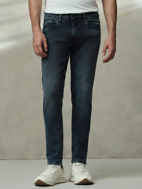 MUFTI washed dark navy ankle length denim
