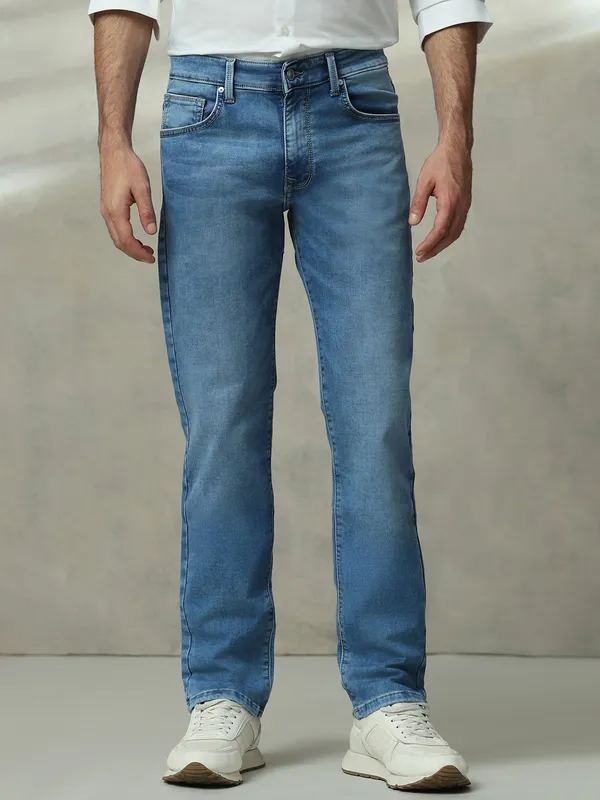 MUFTI washed light blue denim jeans for men