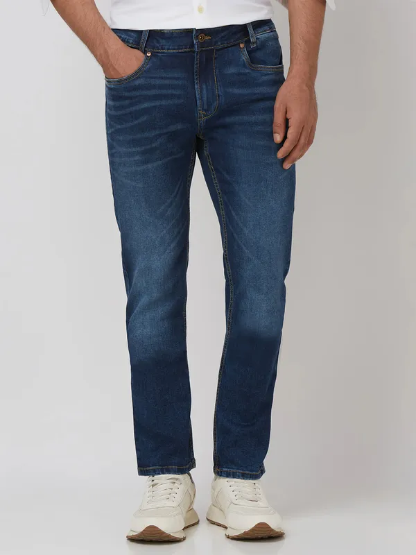 MUFTI washed navy superslim fit denim