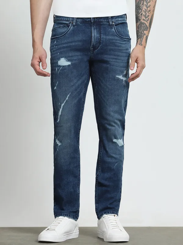 MUFTI washed tinted blue super slim denim jeans