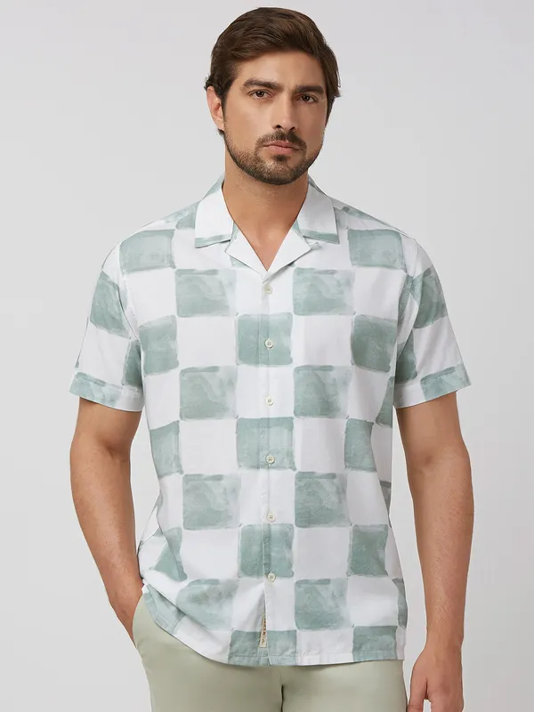 MUFTI white printed casual cotton shirt