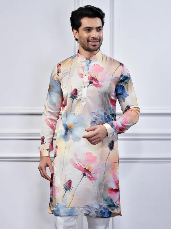 Multi color cotton floral printed kurta suit