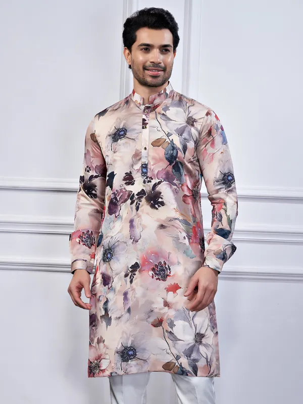 Multi color cotton printed kurta suit for festival
