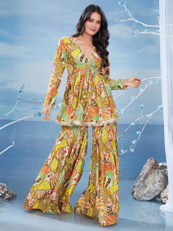 Multi color georgette sharara salwar suit