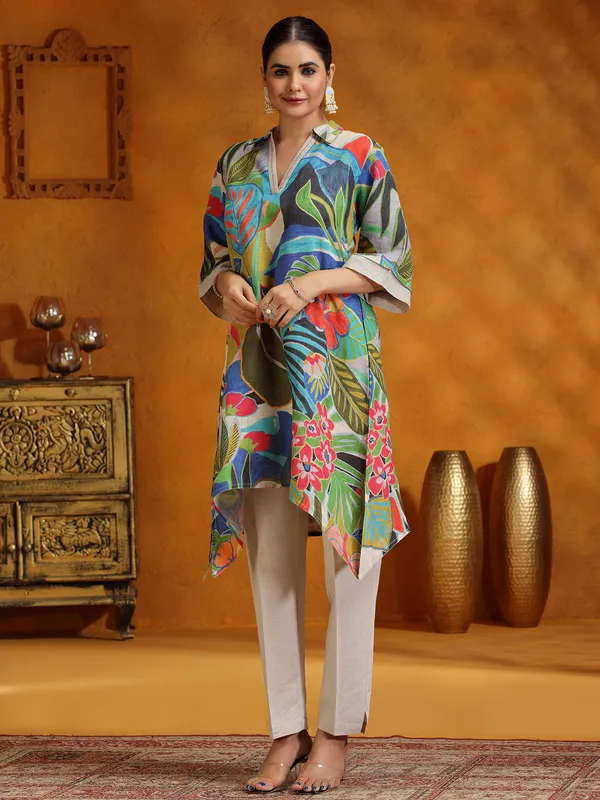 Multi color printed salwar suit for festive wear