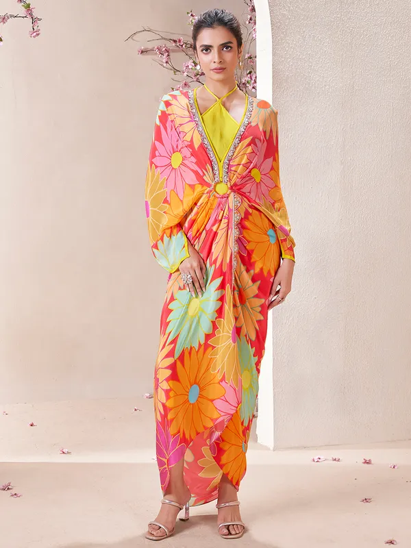 Multi color silk indowestern for party wear