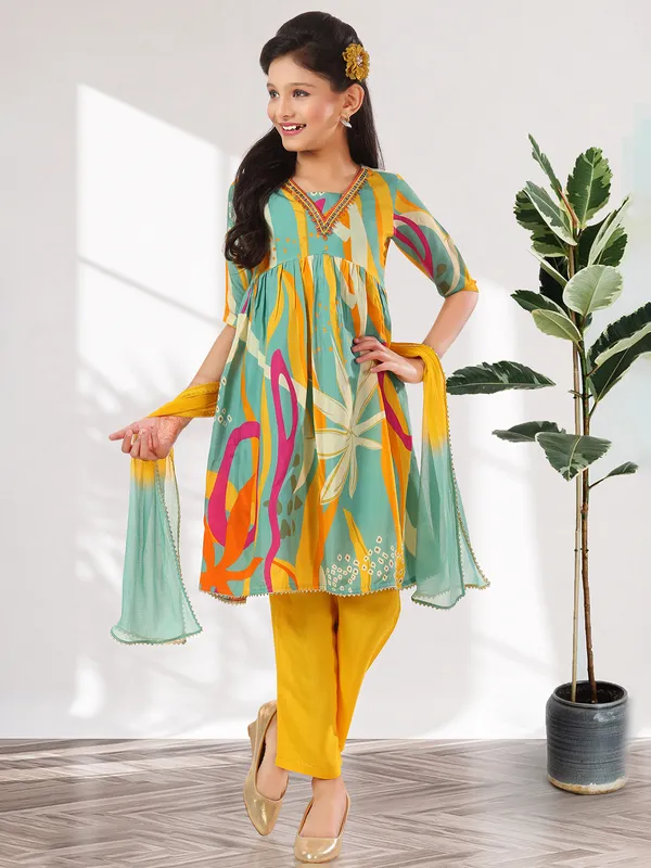 Multi color silk salwar suit for wedding