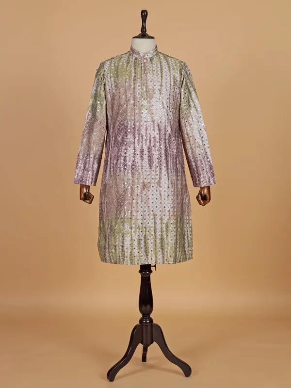 Multi colour cotton silk kurta suit for men