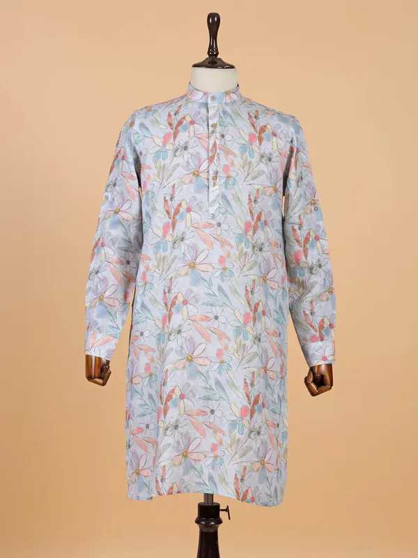 Multi coloured printed kurta for men