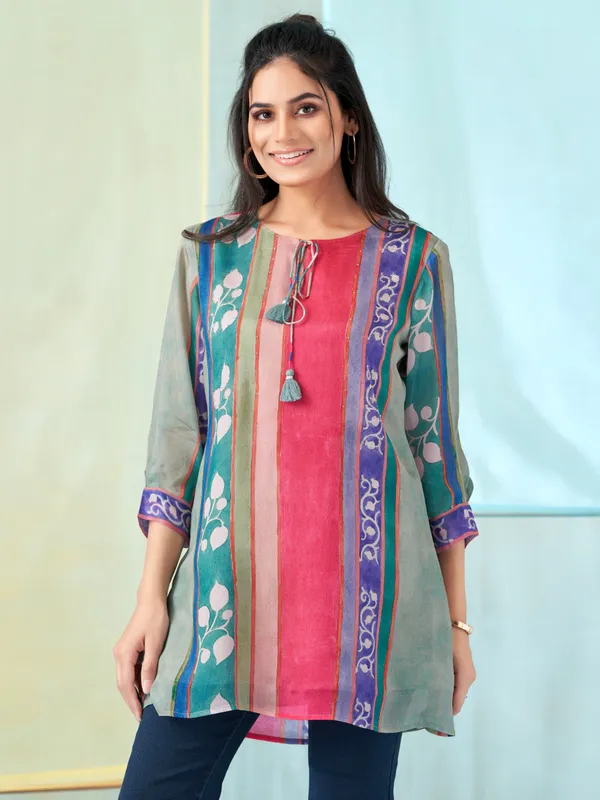 Multicolor cotton silk top for women