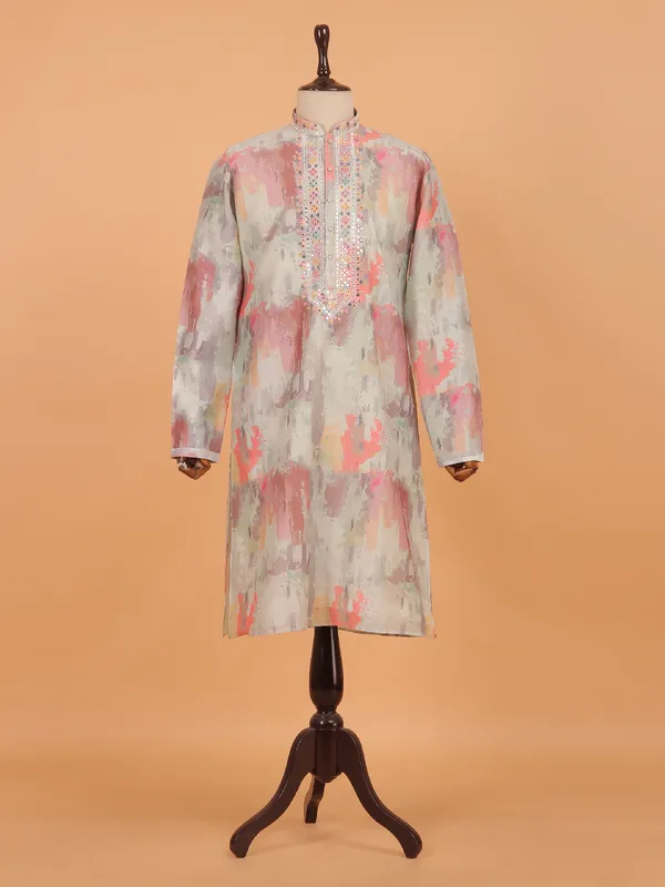 Multicolor festive cotton kurta set for men