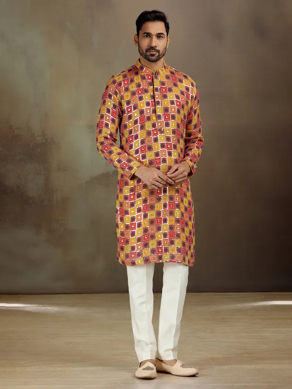Multicolor georgette kurta set with sparkle