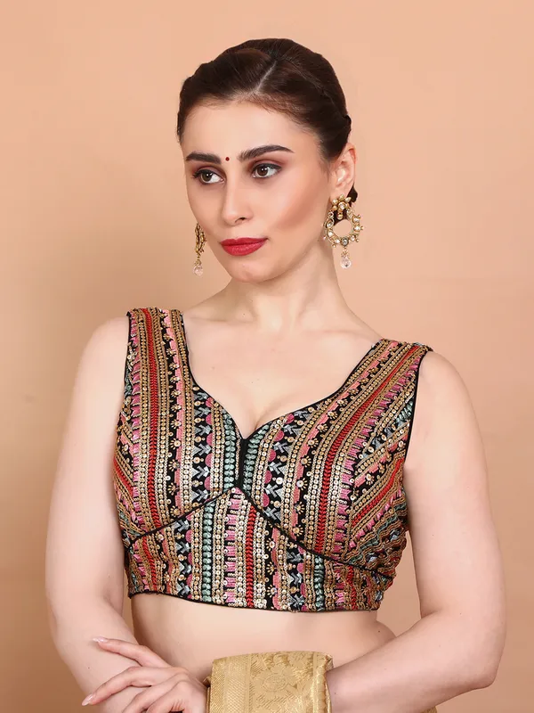 Multicolor georgette sleeveless ready made blouse