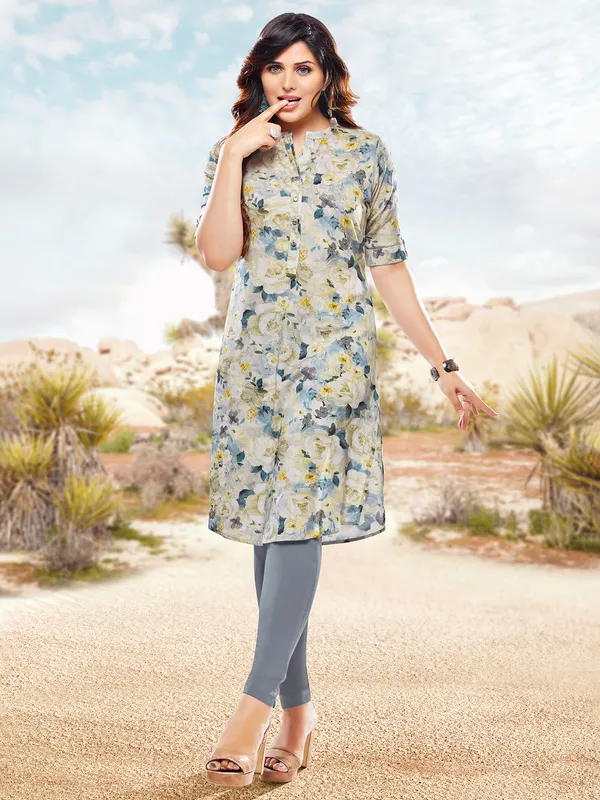 Multicolor printed cotton kurti for casual