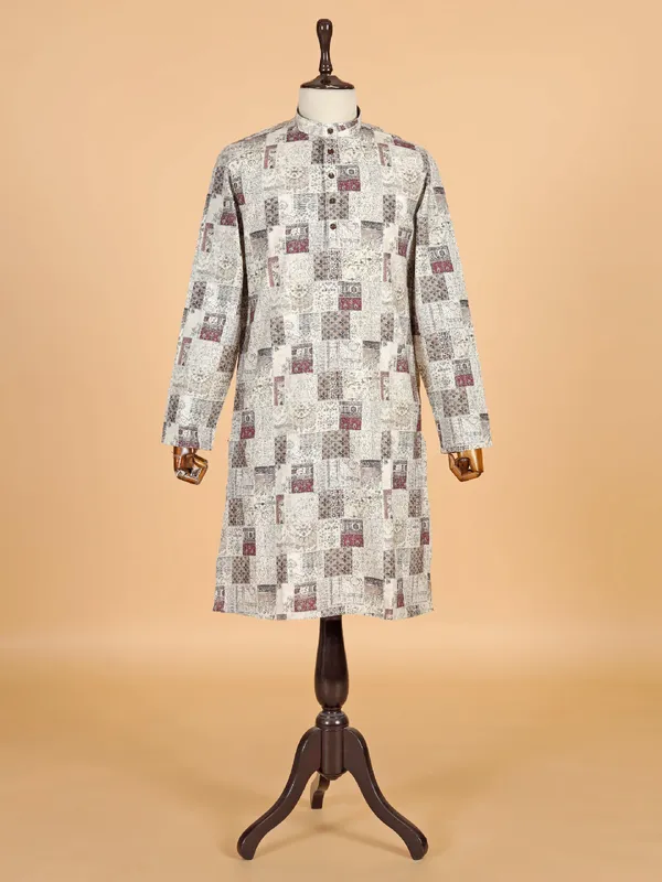 Multicolor printed kurta pajama set for men with cotton
