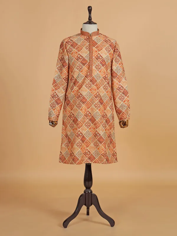 Multicolour printed kurta suit for men