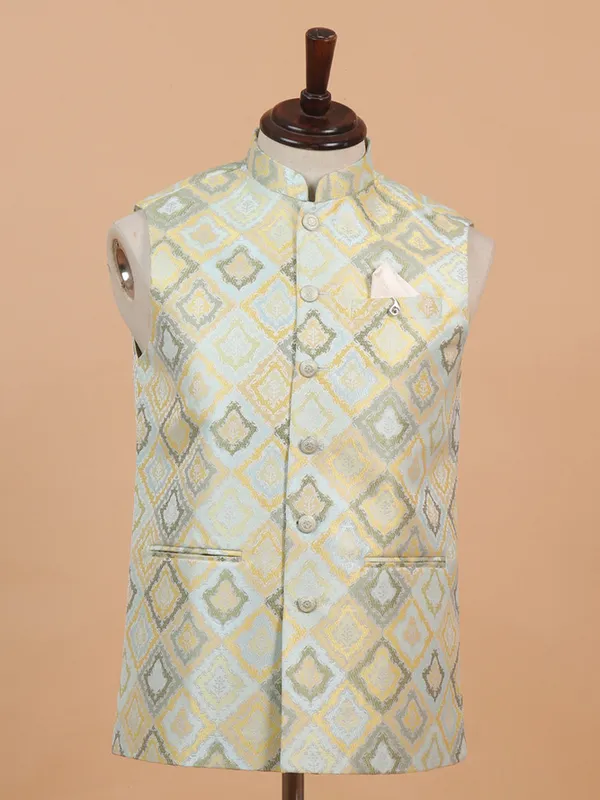 Multicolour waistcoat in brocade fabric