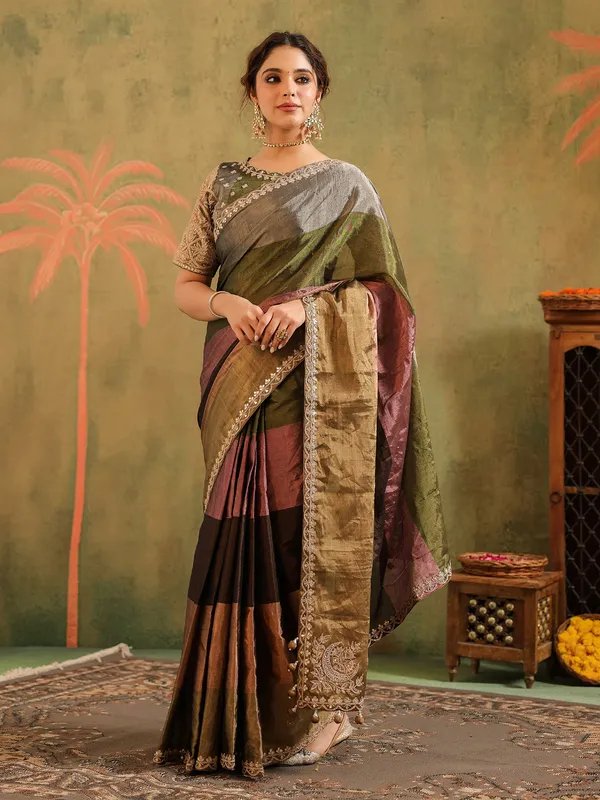 Multishade tissue silk with gota glam