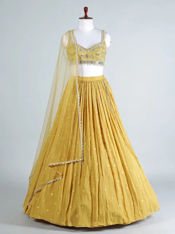 Mustard georgette lehenga choli set