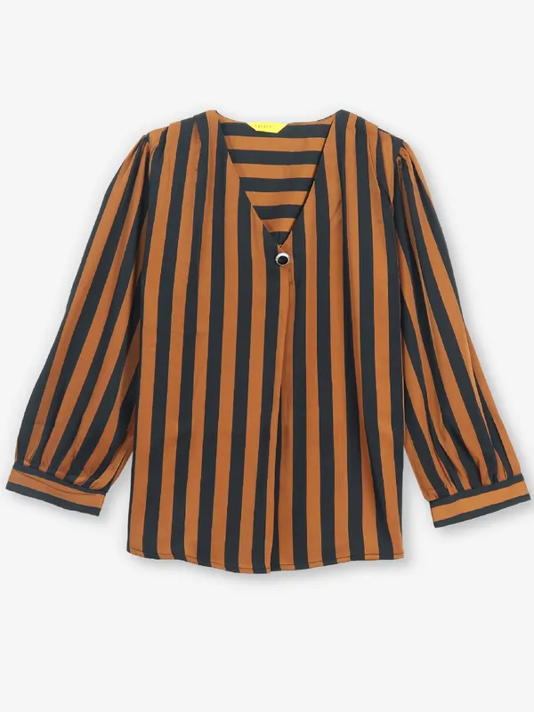 Mustard yellow and black stripe top