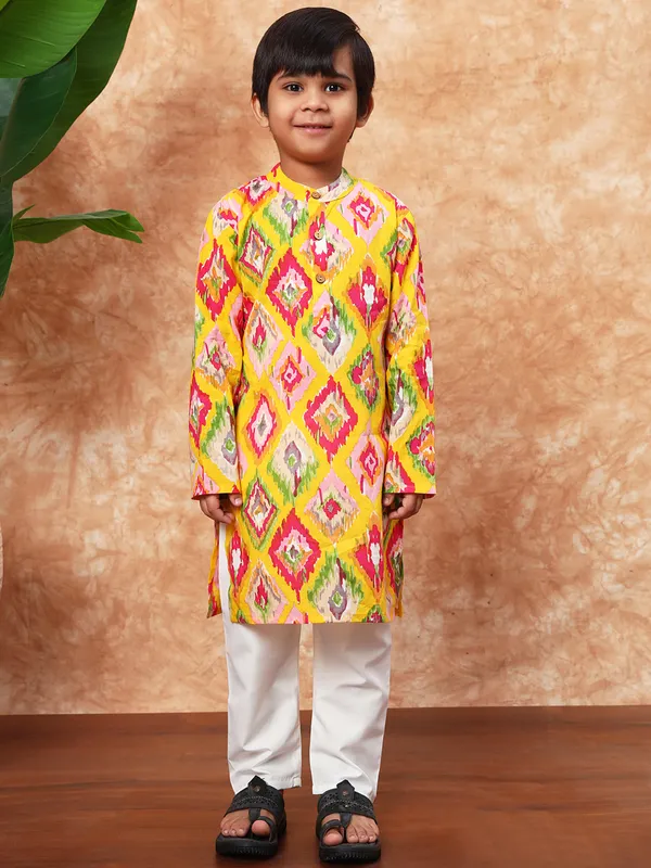 Mustard yellow festival ready kurta suit