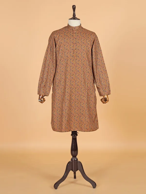 Mustard yellow kurta set with print