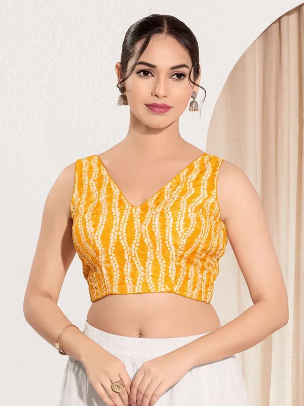 Mustard yellow ready made viscose rayon blouse