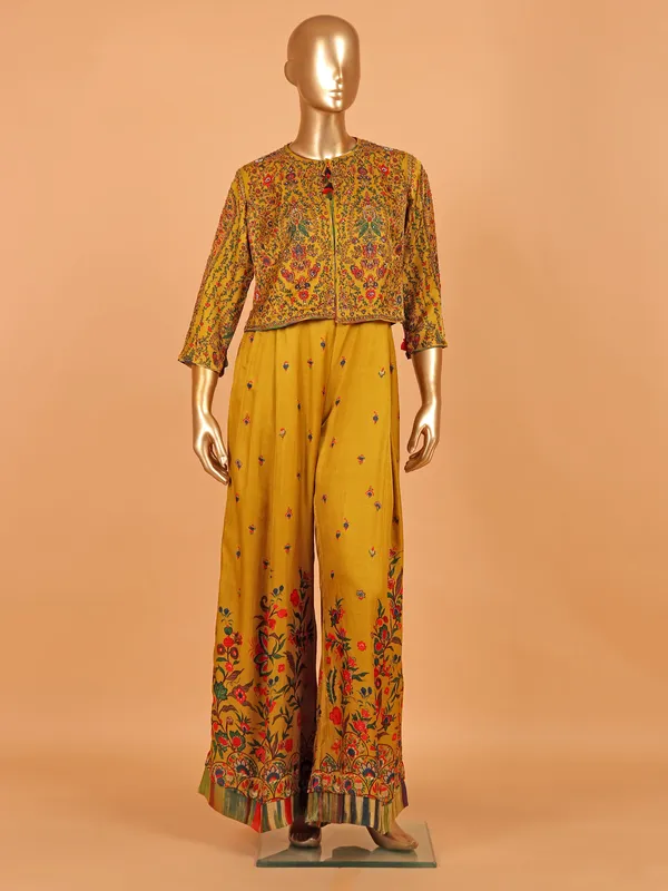 Mustard yellow salwar suit with jacket