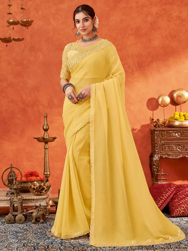 Mustard yellow saree for haldi