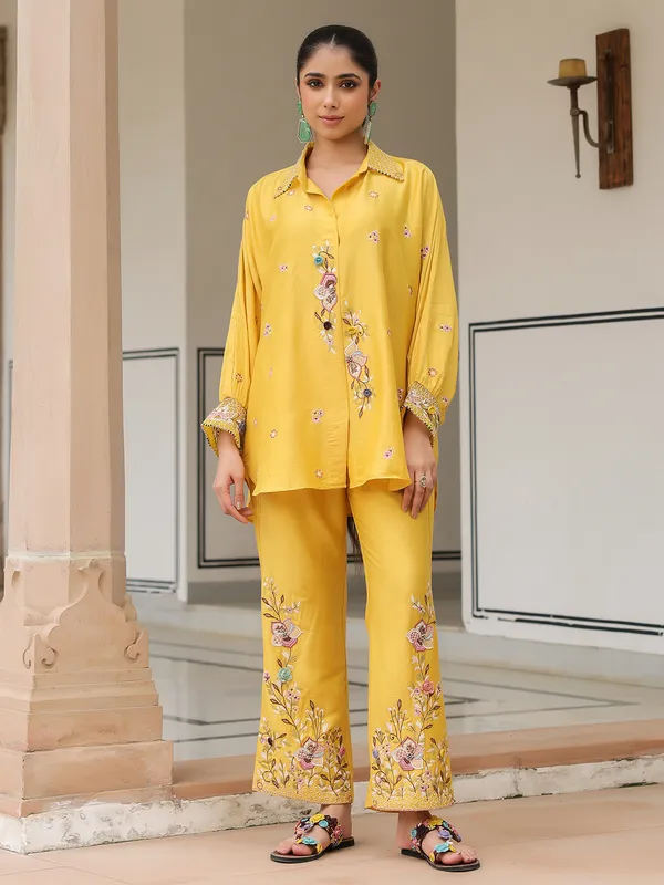 Mustard yellow silk tencel co-ord set