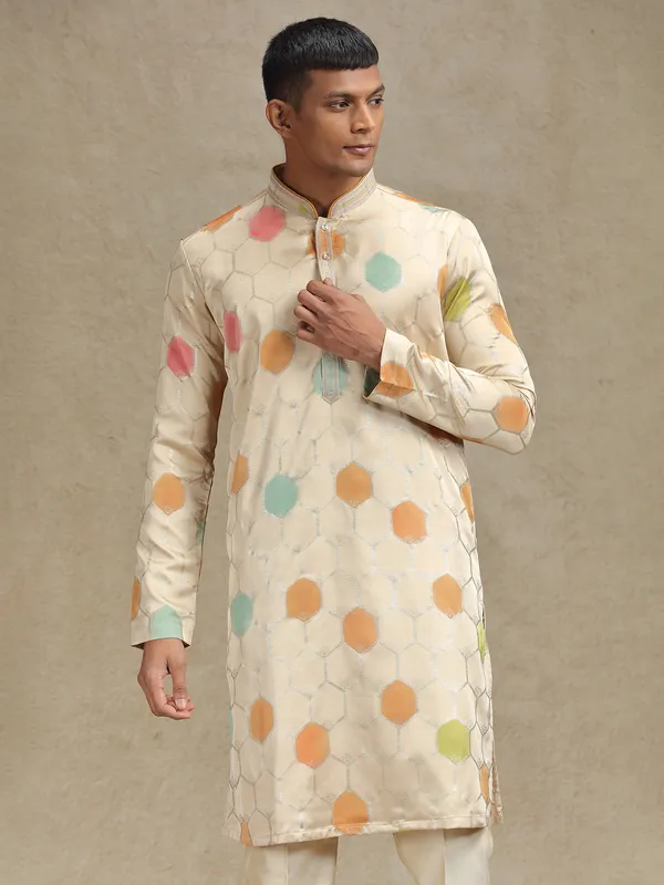 Natural beige everlasting grace in kurta pajama set