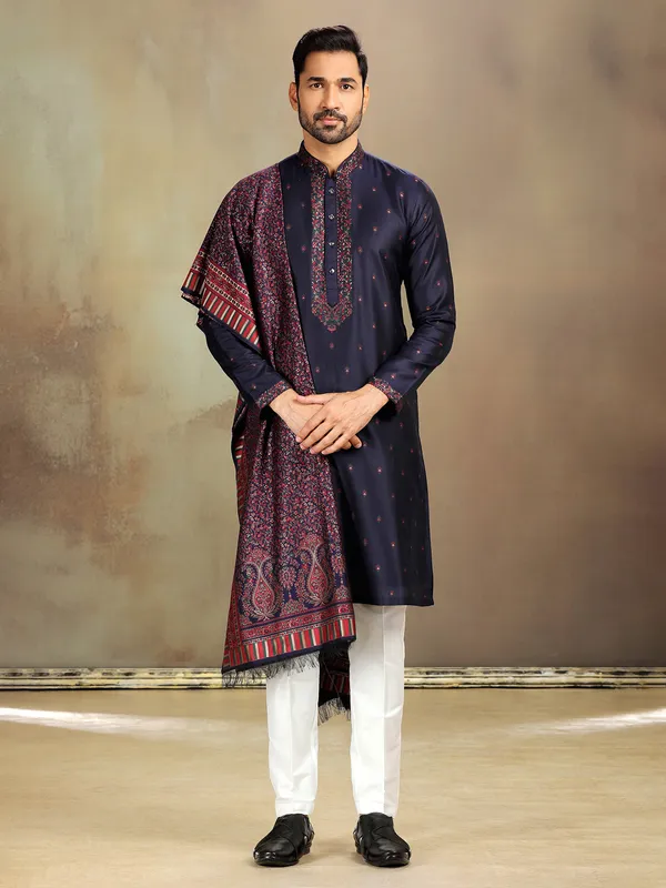 Navy banarasi kurta set for grand events