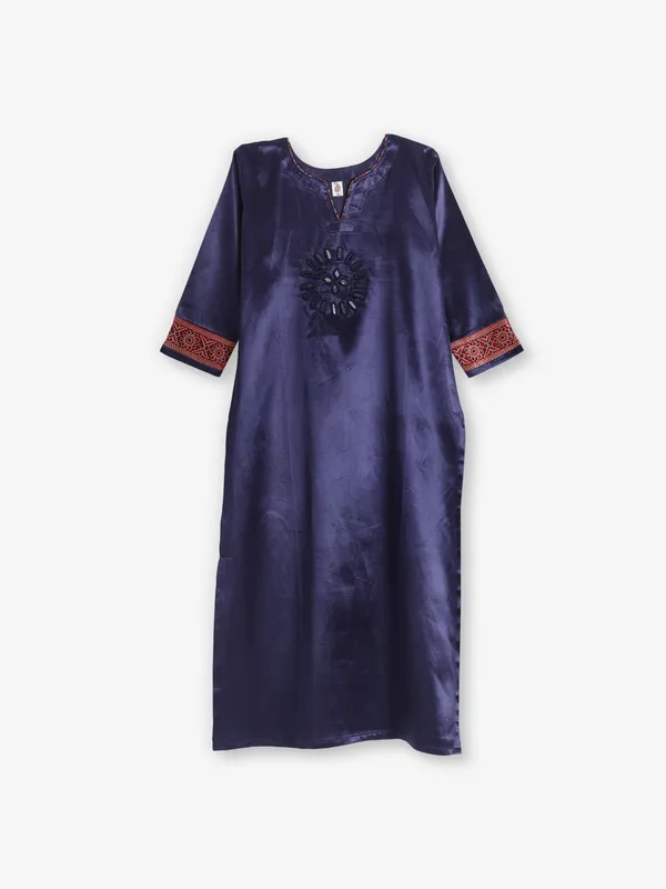 Navy blue cotton silk kurti for women