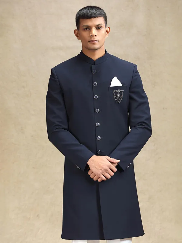 Navy charming indo western for reception