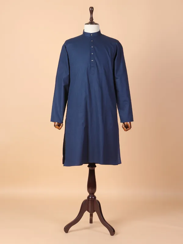 Navy cotton plain kurta suit