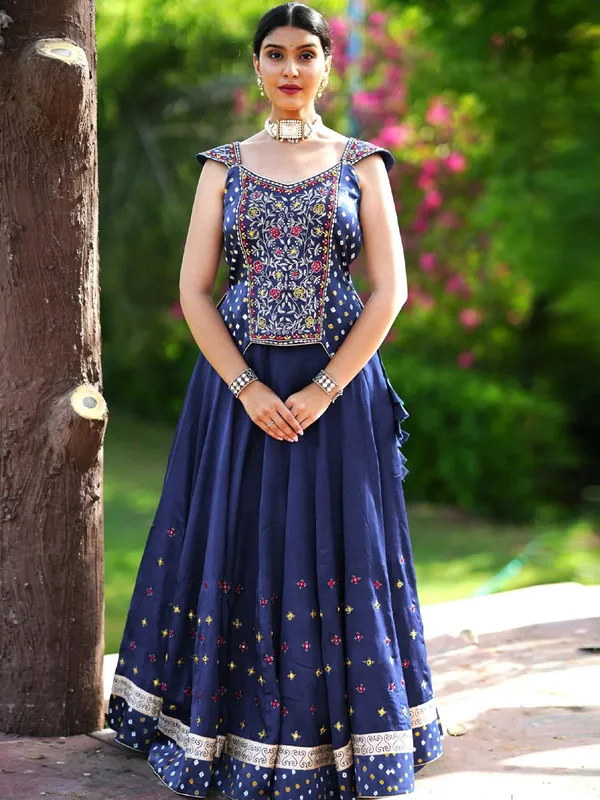 Navy cotton silk navratri chaniya choli