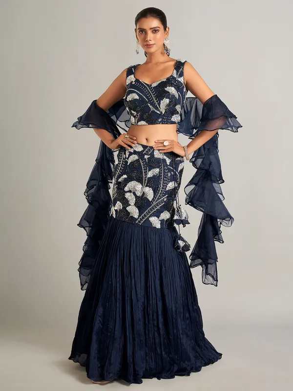 Navy designer lahenga choli for party