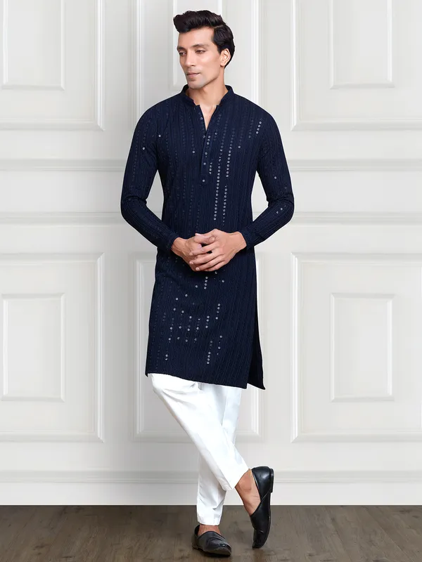 Navy embroidery kurta pajama