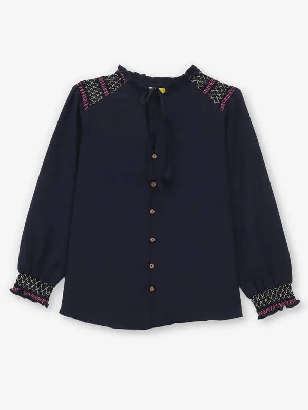 Navy georgette full sleeve top