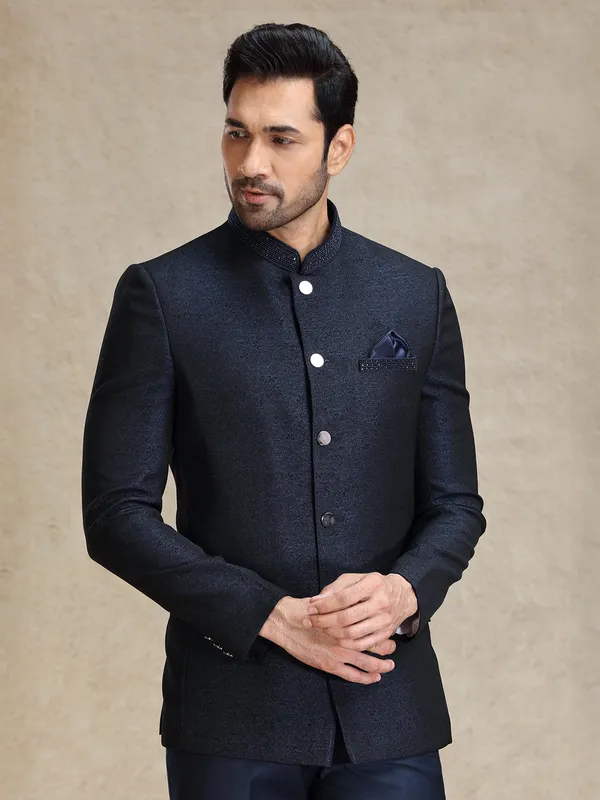 Navy jodhpuri bandh gala jacket suit