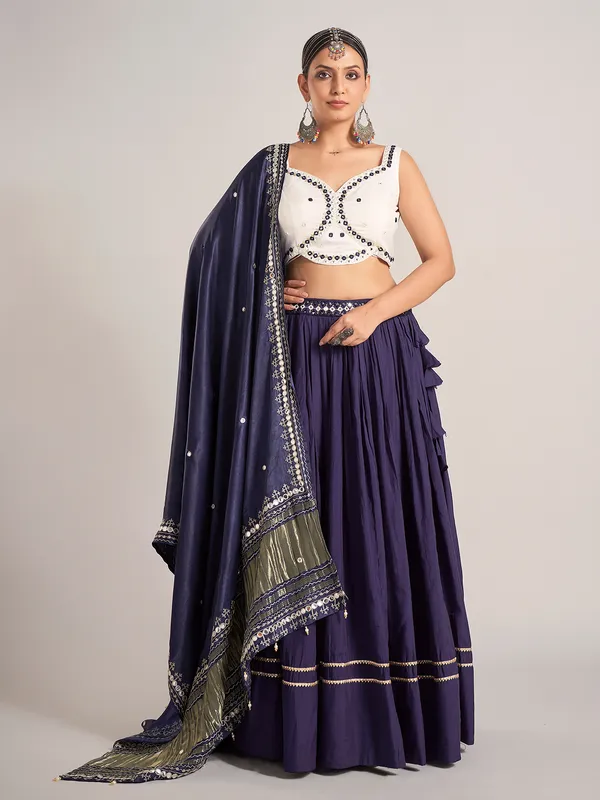 Navy silk navratri wear chaniya choli